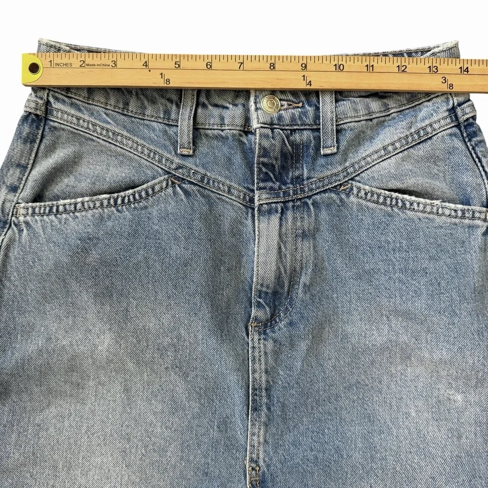 We The Free Come As You Are Denim Maxi Skirt Sz 0 Slit Coastal Cowgirl Country